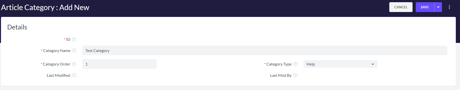 New Help Category New Help Category