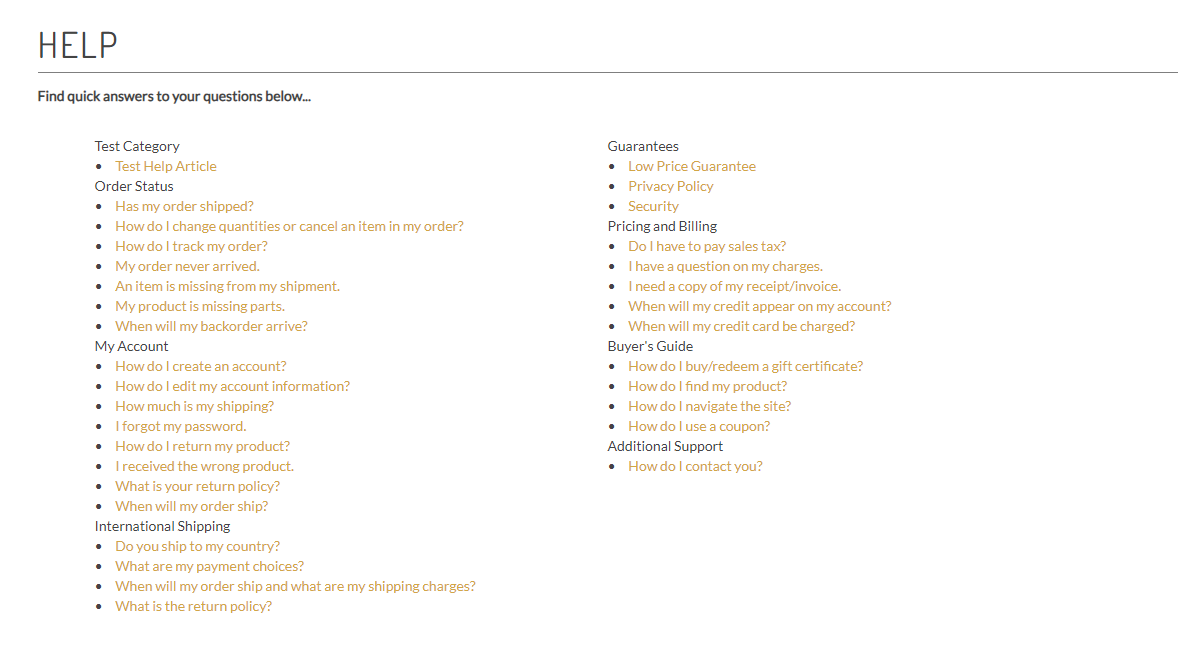 Storefront FAQ Section
