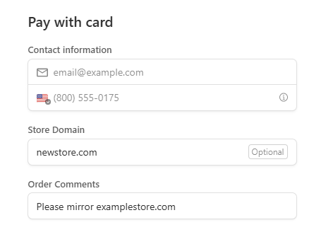 View of the order comments section to mirror an existing store when a new store is created View of the order comments section to mirror an existing store when a new store is created