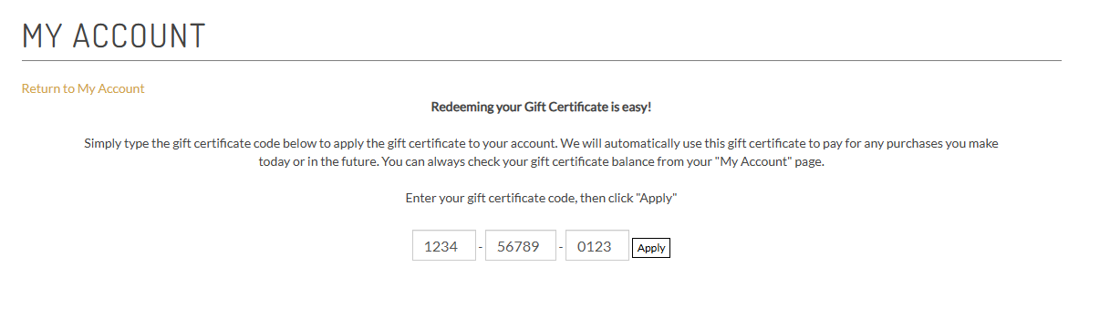 Apply Gift Certificate