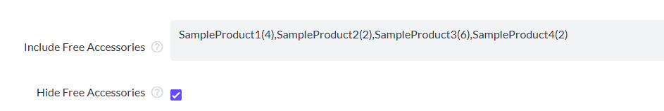 Displaying the free accessories text on the product page
