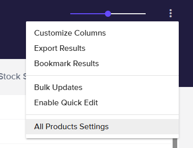 Accessing the All Product Settings page