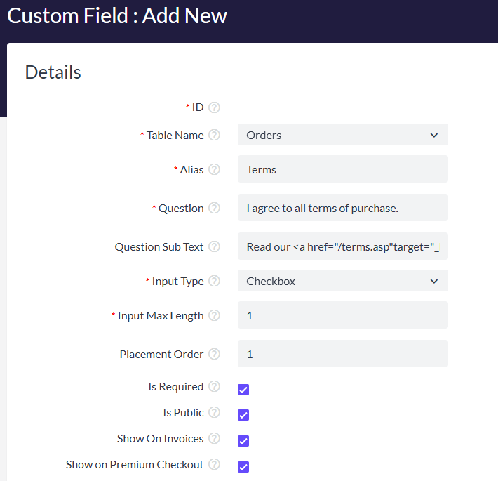 The different customer facing options for the field