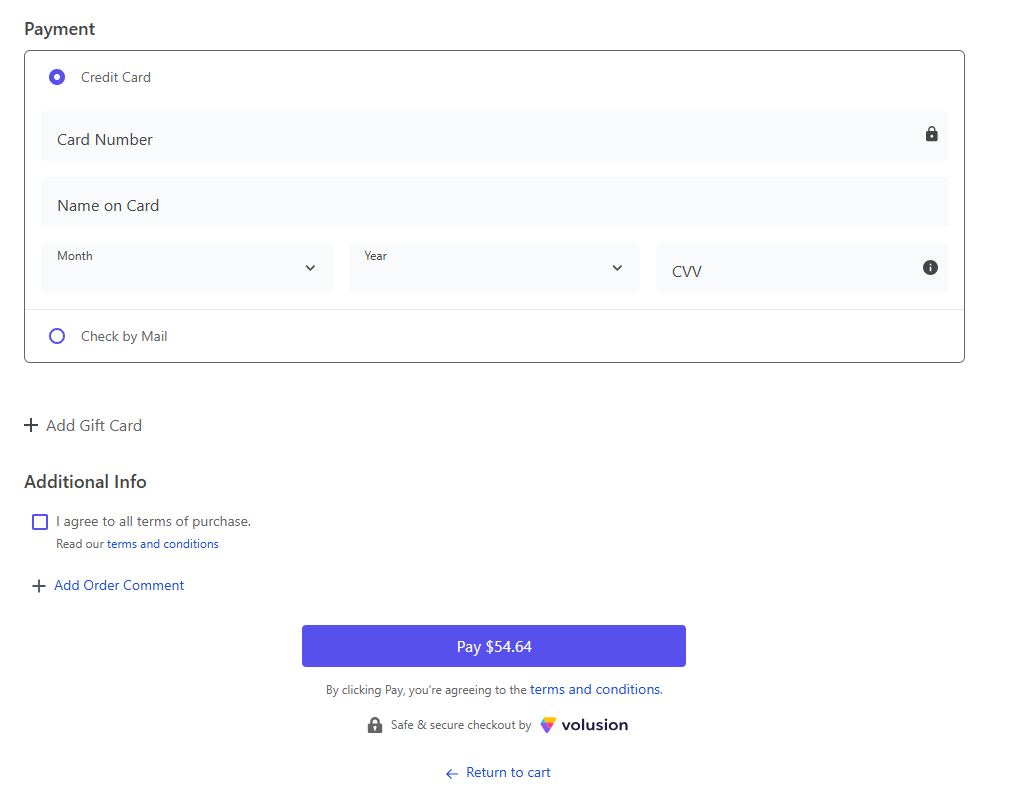 View of the custom field on checkout