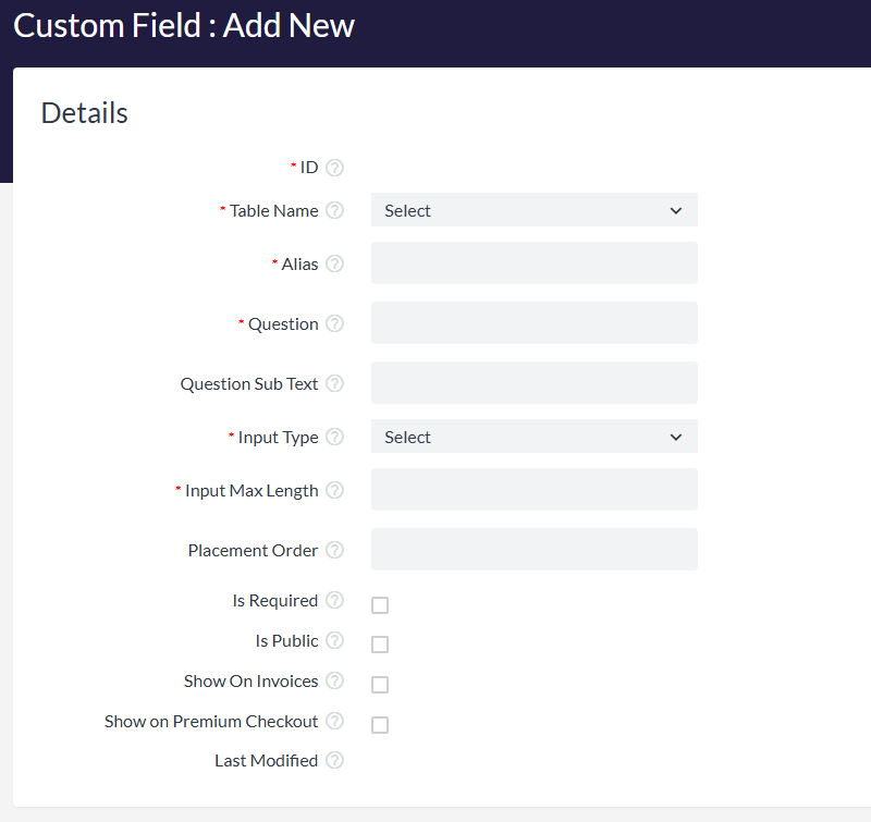 Adding a new custom field