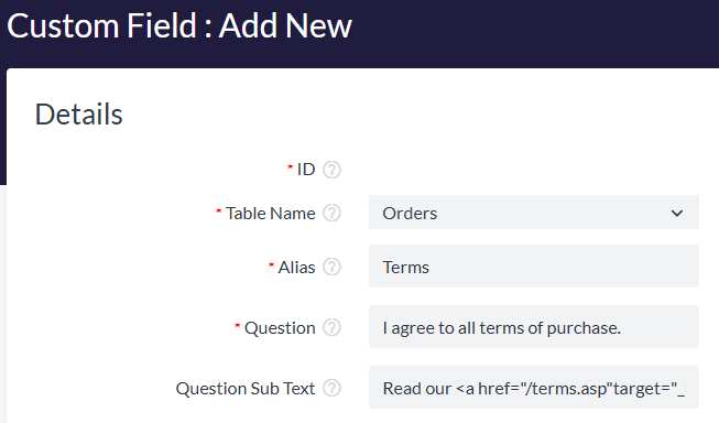 Adding a sub question that can accept html