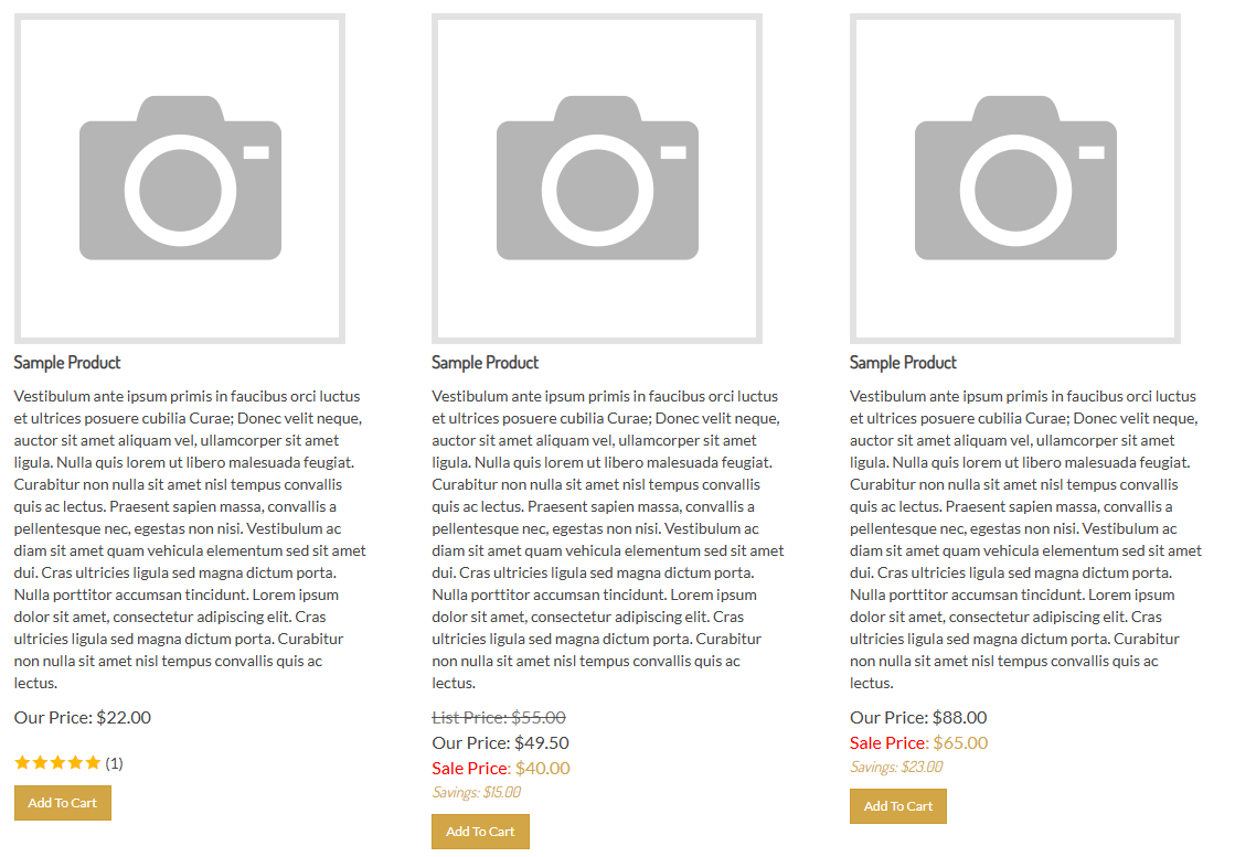 Customer review ratings showing within category pages.
