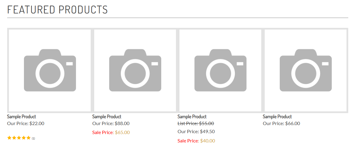 Customer Rating Stars within the Featured Products section on the homepage.