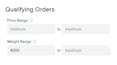 Setting the minimum shipping weight Setting the minimum shipping weight