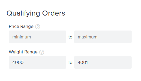 Setting the max shipping weight