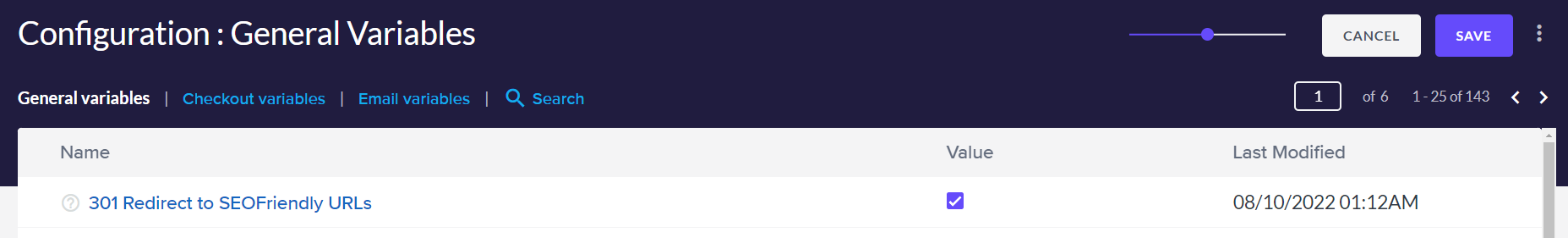 301 Redirect SEO Friendly URLs Config Variable