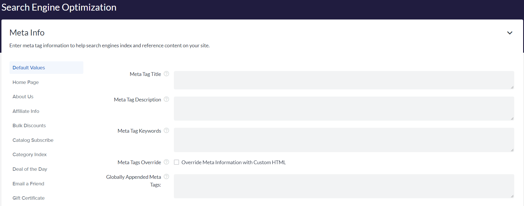Marketing SEO Fields