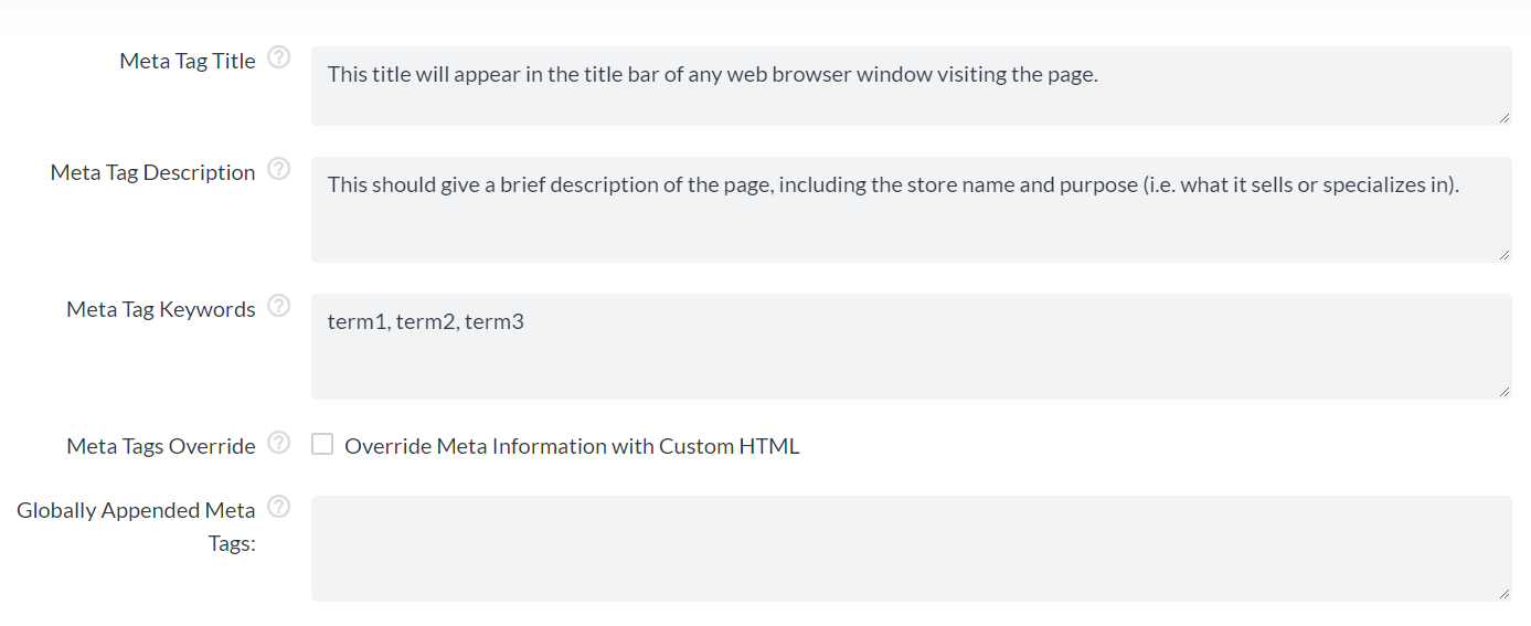 SEO Fields with Descriptions
