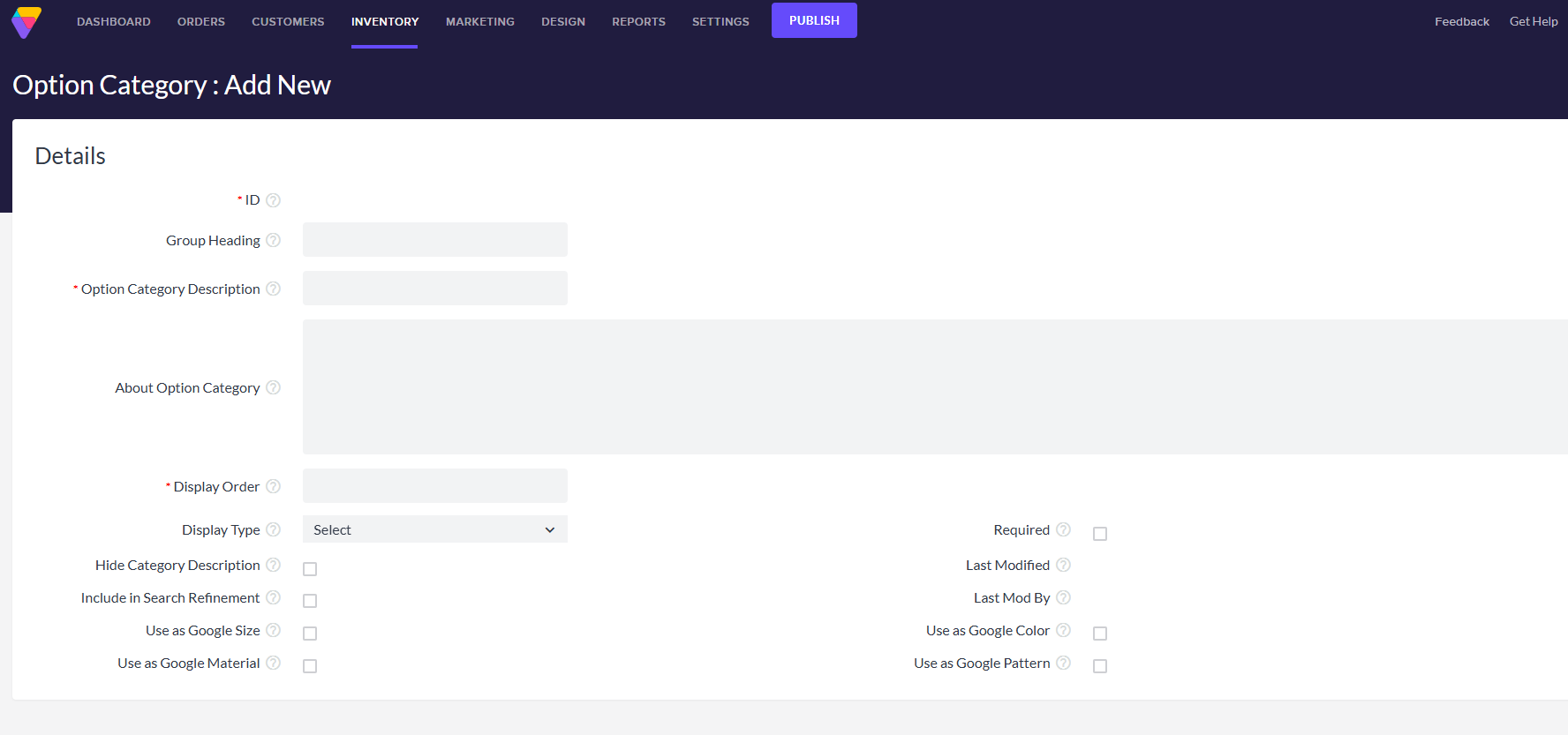 Adding a new Option Category