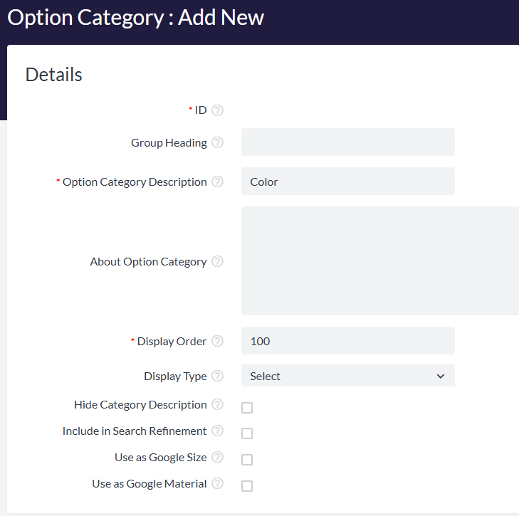 Adding the display order