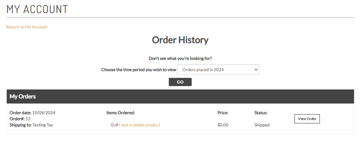 View of orders from the customer's perspective. View of orders from the customer's perspective.