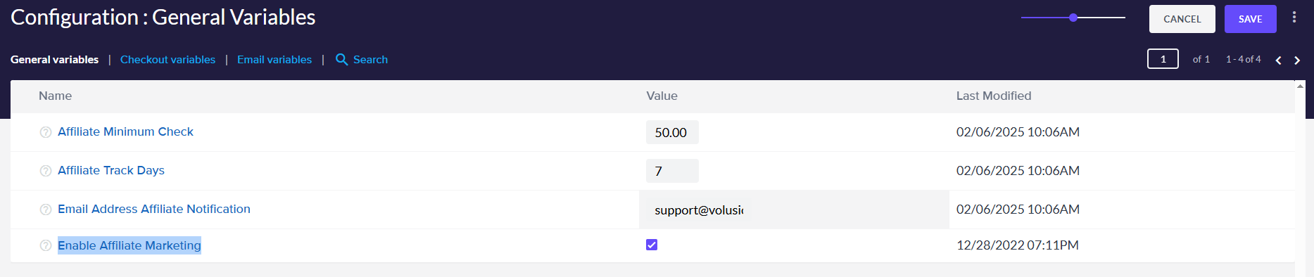Enabling Affiliates within settings Enabling Affiliates within settings