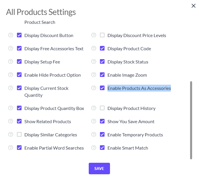 Enabling product accessories