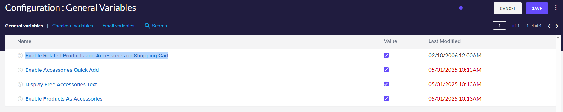 Making sure product accessories are enabled 