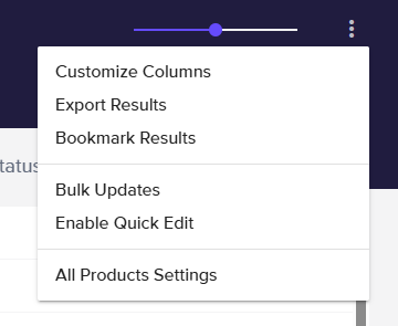 Selecting All Product Settings from the 3 dot menu