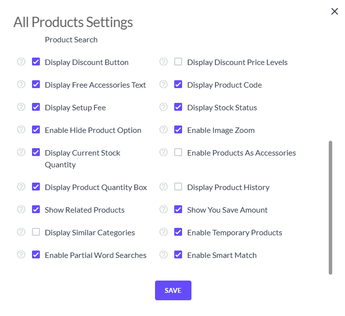 Enabling Show Related Products from the All Product Settings window