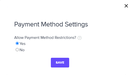 Enabling Restricted Payment Methods